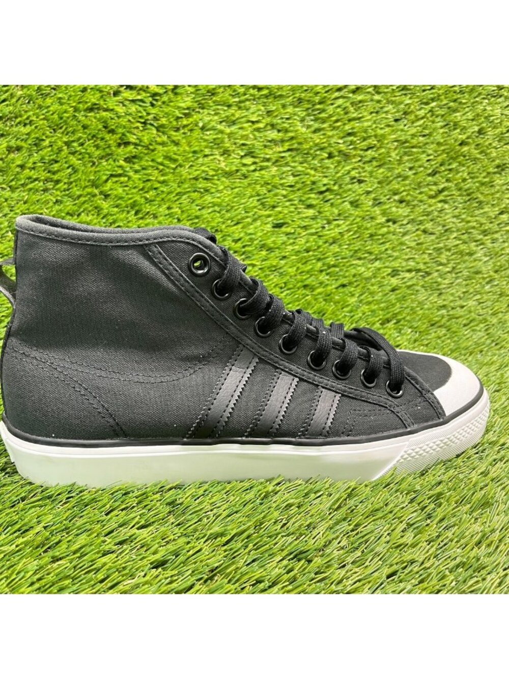Adidas Nizza Hi Mens Size 9.5 Black White Athletic Walking Canvas Shoes Sneakers
